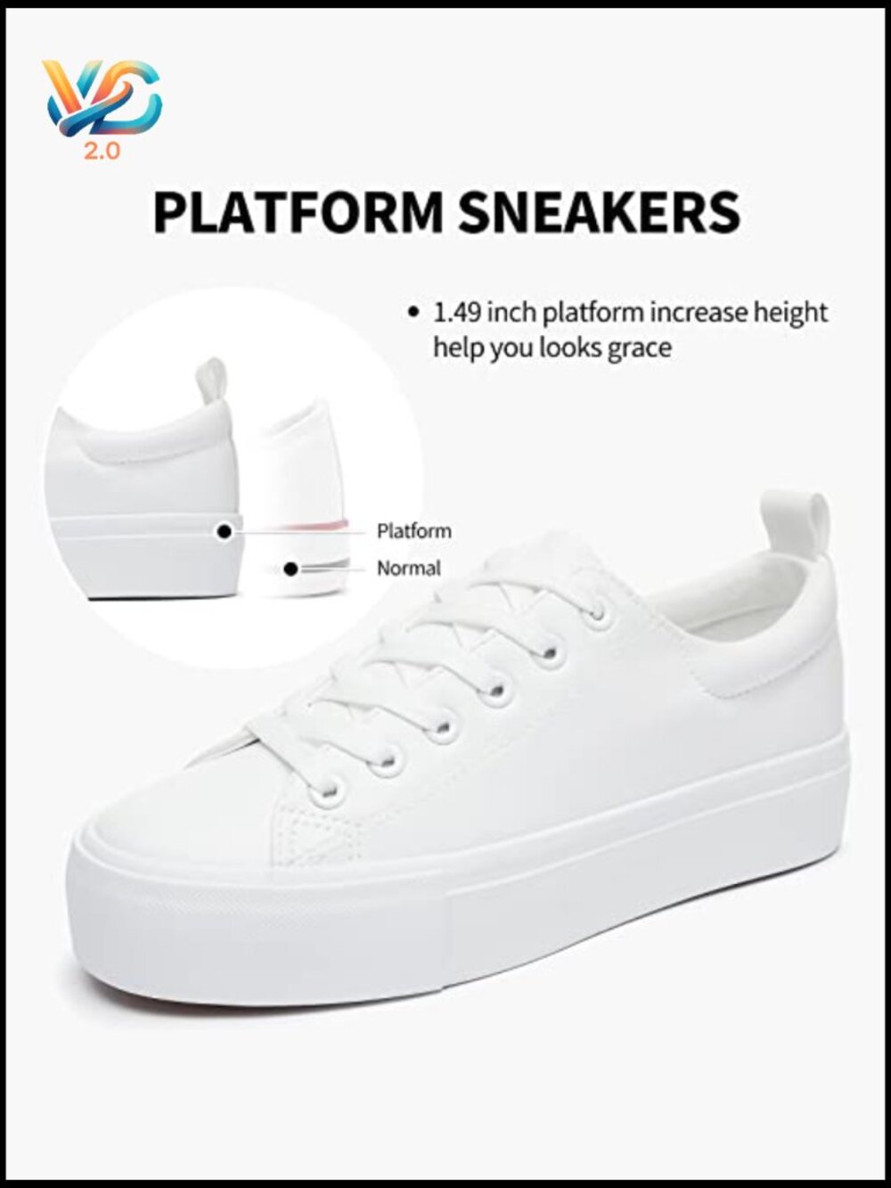 PU Leather Platform Sneakers Lace-Up Walking Shoes Casual Comfortable - Picture 4 of 7